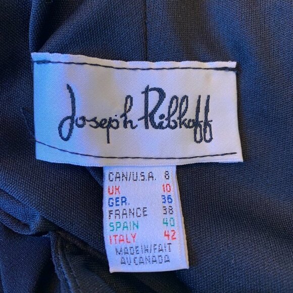 Joseph Ribkoff sz 8 Animal Print Black Halter Dress Evening Formal LBD - Picture 6 of 8